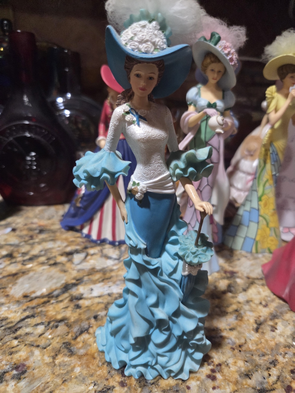 Thomas Kinkade Walking With Wisdom Figurine Blue & White Decor